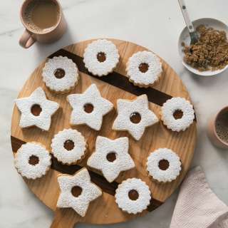 Salted Caramel Linzer Cookies