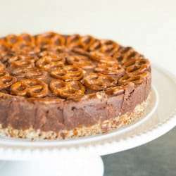 Salted Dark Chocolate Pretzel Truffle Cake