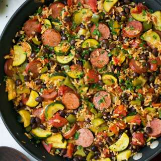 Sausage Zucchini and Brown Rice Skillet (One Pan Recipe)