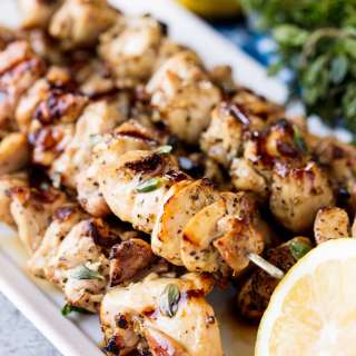 Grilled Lemon Herb Chicken Thigh Skewers