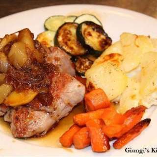 Roasted Pork Tenderloin with Caramelized Apples-Pears and Onions
