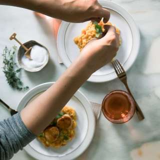 Paella-Tasting Risotto with Brown Butter Scallops
