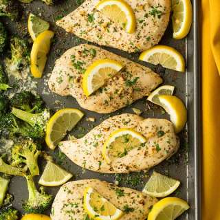 Sheet Pan Lemon Chicken with Parmesan Roasted Broccoli