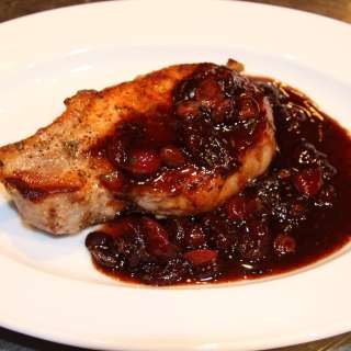 Pork Chops with Cranberry, Port and Rosemary Sauce