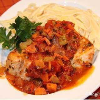 Swordfish with Tomatoes, Carrots and Celery
