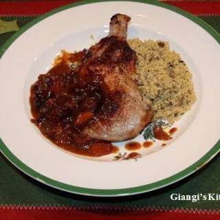 Pork Chops with Cranberry, Wine and Cream Sauce