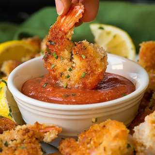 Crispy Panko Shrimp with Cocktail Sauce