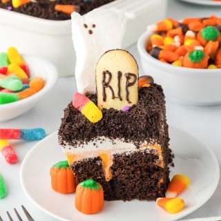 Spooky Graveyard Halloween Poke Cake
