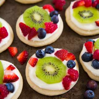 Mini Fruit Pizzas with Lemon Cream Cheese Frosting