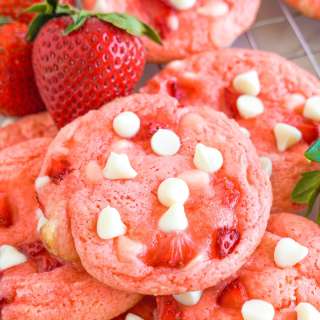 Strawberry Cookies With White Chocolate Chips (and Fresh Strawberries!)