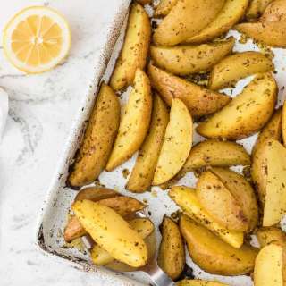 Roasted Greek Potatoes (Garlicky Lemon Potatoes!)