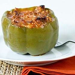 Sausage, Mozzarella & Basil Stuffed Peppers