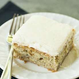 Banana Snack Cake with Cream Cheese Frosting