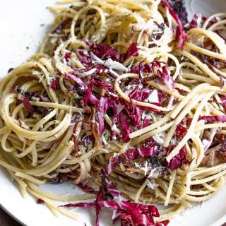 Linguine Pasta, Radicchio and Pecorino Romano