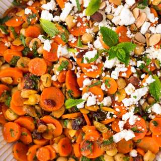 Moroccan Carrot Salad with Chick Peas Feta and Almonds