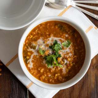 Curried Lentil, Tomato and Coconut Soup