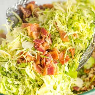 Brussels Sprout Salad with Bacon & Pecans