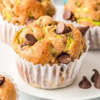 One Bowl Healthy Zucchini Chocolate Chip Muffins