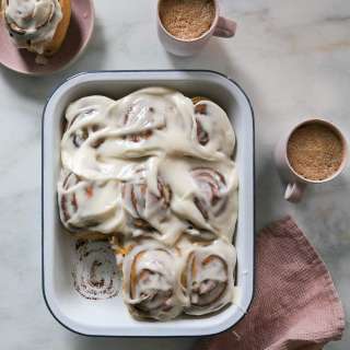 Pumpkin Cinnamon Rolls with Maple Icing