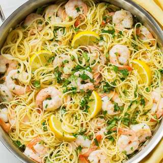 Lemon-Parmesan Angel Hair Pasta with Shrimp