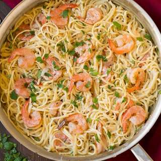 One Pan Creamy Parmesan Shrimp Linguine