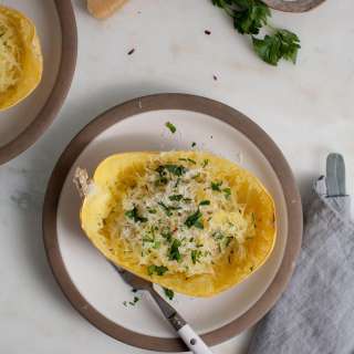 Dinner of One (or Two): Lemon-y Cheesy Spaghetti Squash