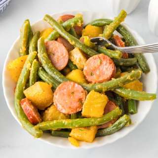 One Pot Smoked Sausage, Green Beans And Potatoes