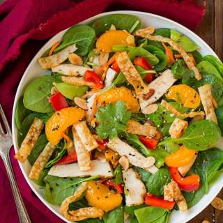 Mandarin Orange Salad with Chicken and Lemon Ginger Dressing