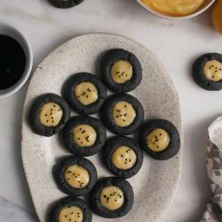Black Sesame Thumbprint Cookies with Meyer Lemon Curd
