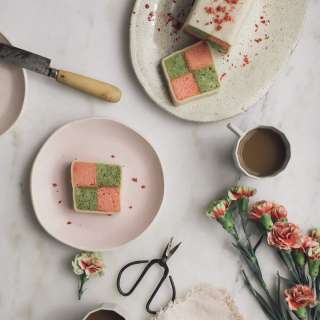 Matcha Strawberry Battenberg Cake