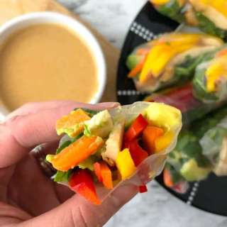 Mango Chicken Fresh Spring Rolls With Peanut Dipping Sauce