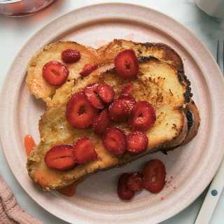 Custard French Toast with Macerated Strawberries