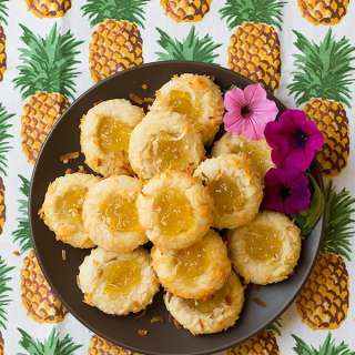 Pineapple Coconut Thumbprint Cookies