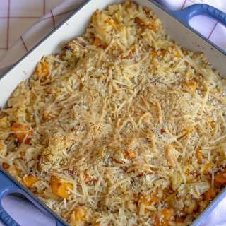 Gratin Butternut Squash, Cauliflower with Orzo Pasta