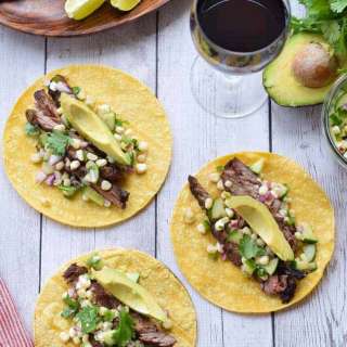 Steak Tacos with Cucumber and Corn Salsa