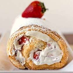 Strawberries and Cream Angel Food Cake Roll