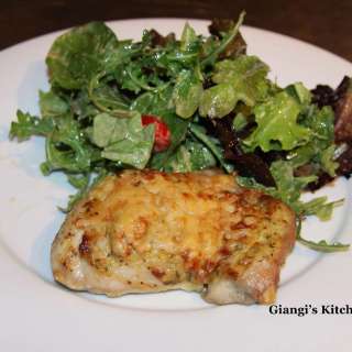 Pecorino Crusted Chicken with Mixed Baby Greens Salad