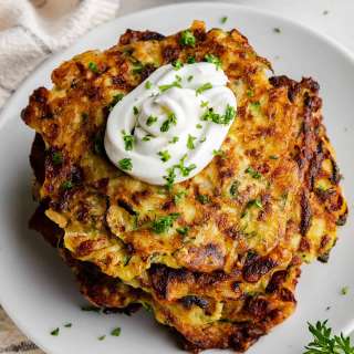 Cheesy Garlic Zucchini Fritters
