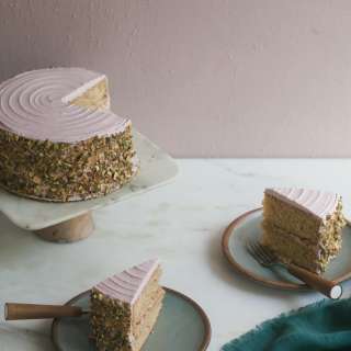 Italian Pistachio Cake with Roasted Plum Frosting Recipe