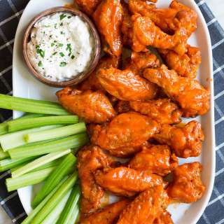 Baked Buffalo Wings {with Blue Cheese Dip}