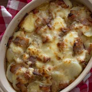 Bacon, Onion, Raclette Potato Gratin - French Tartiflette
