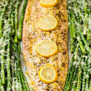 Lemon Pepper Salmon {with optional Garlic Parmesan Asparagus}