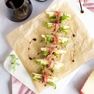 Prosciutto Wrapped Pears with Manchego