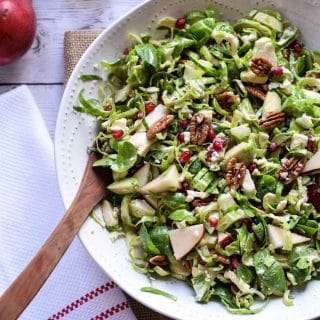 Brussels Sprout Salad with Pear and Pomegranate
