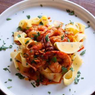 Pappardelle with Spanish Spiced Shrimps