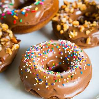 Baked Nutella Doughnuts with Nutella Glaze