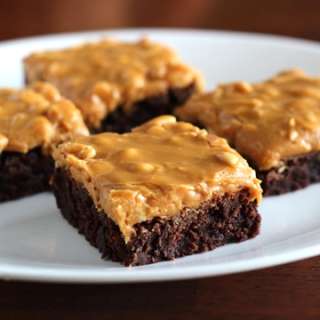Brownies with Dulce de Leche-Salted Peanut Frosting