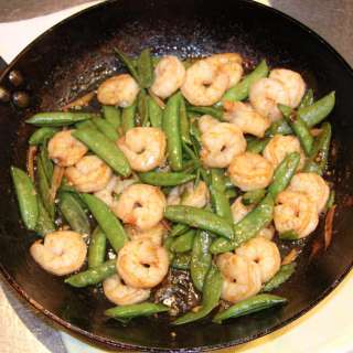 Gingered Stir Fry Shrimp with Snow Peas