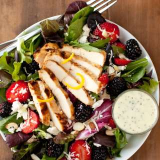 Berry, Lemon Chicken and Feta Salad