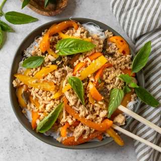 Chicken Thai Basil with Rice Noodles